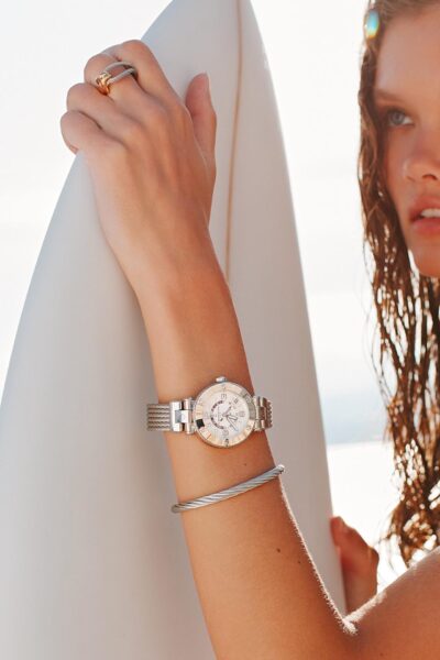 Fotografia di moda e gioielli in stile editoriale e commerciale per il brand svizzero di orologi e gioielli Charriol realizzata a Nizza da David Hatters dello studio fotografico OG Studio di Vicenza